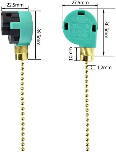 Zing EAR ZE-268S6 Chave de ventilador de teto de 3 velocidades, interruptor de cabo de corrente puxar, ventiladores de substituição