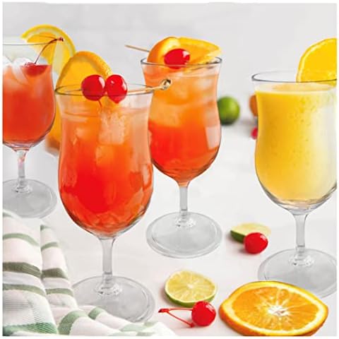 Lily's Home Unbreakable Plástico Hurricane Glasses. Copos de coquetel com plástico à prova de quebra e ideal para Pina Colada, Daiquiri e chá gelado. Reutilizável, 14 onças. Cada um, conjunto de 4