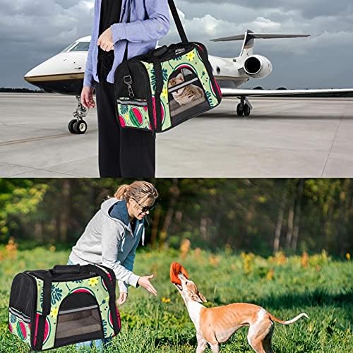 Portador de animais de estimação folhas e flores de melancia madura transportadoras de viagem de animais de estimação para gatos, cães de cachorros confortável portátil Pet Saco de estimação Airline aprovada