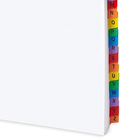 A Blue Summit fornece divisores de guias do ligante do alfabeto para fichário de 3 anel ou notebook, a a z divisores com abas alfabéticas multicoloridas, inclui índice de índice de tabela personalizável, 3 conjuntos