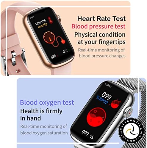 Fitterstill Smart Watches para mulheres rastreador de atividades de fitness à prova d'água com pressão arterial, monitor