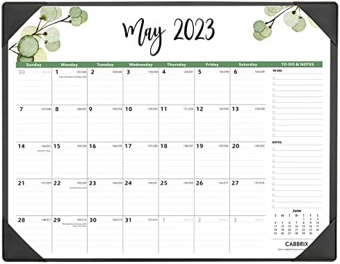 Grande calendário de mesa 2023 com esteira de desktop de escritório, calendário de mesa de mesa Cabbrix 22 x 17 polegadas de agora até junho de 2024, calendário de Blotter de mesa 2023 para escola e escritório em casa e escritório