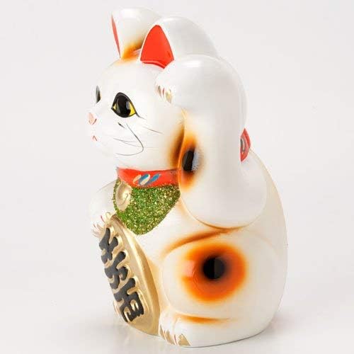 Feito no Japão Lucky Cat 7.5 '' Tokoname Porcelain White Maneki Neko Mão esquerda