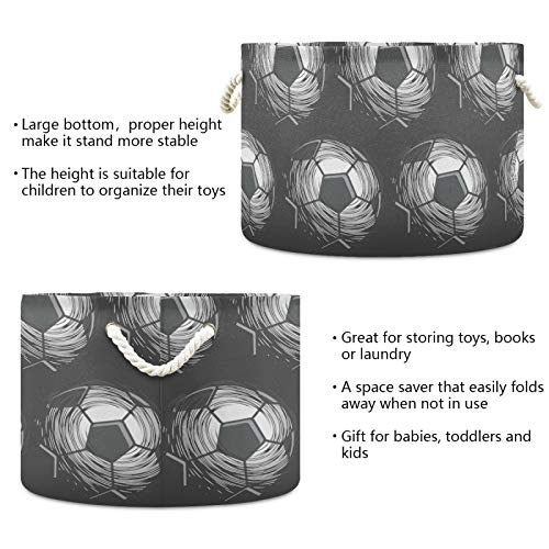 Grande cesta de armazenamento redondo - Sport Football Canvas Storage Organizer Basket Toy Storage Bin para cesto de lavanderia, caixas de brinquedo, cestas de presente, quarto