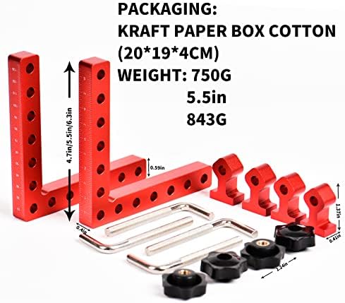Easarkar de 5,5 polegadas quadrado, grampo de canto para a madeira de carpintaria -90 graus quadrados de ângulo reto
