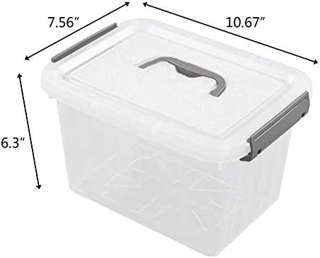 Caixa de armazenamento de plástico de 6-embalagem Waikhomes, 6 litros de armazenamento de 6 litros com tampa, transparente
