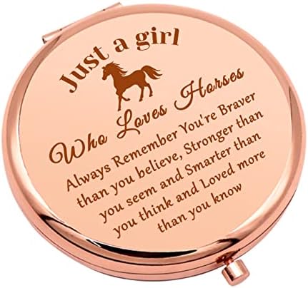 Cavalos para amantes de cavalos Presentes para meninas espelho de maquiagem compacta para a filha sobrinha equestrians para mulheres