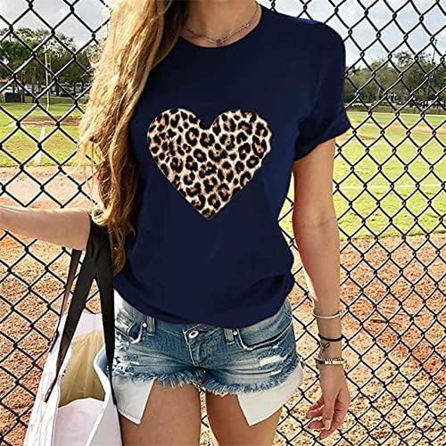 Summer Top Roupes Top Feminino Manga curta Gráfico de pescoço de pescoço solto ajuste relaxado camiseta superior