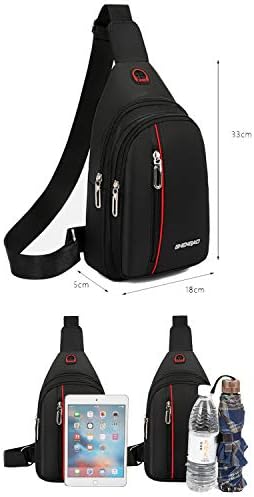 Yerchic Small Sling Compact Crossbody Bag Back Bolsa de viagem Casual Daypack para homens Mulheres com fone de ouvido Hole resistente