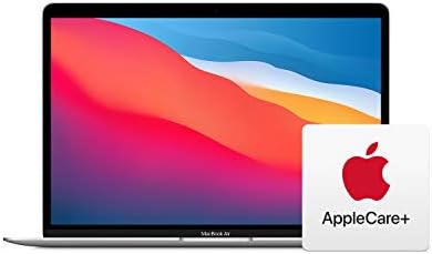 Apple 2020 MacBook Air Laptop M1 Chip, tela de retina de 13 ”, funciona com iPhone/iPad; Prata com AppleCare+ para