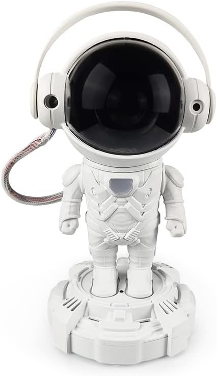 Lâmpada de projetor de astronauta com caixa de som projeção LED LED Night Light Cartoon Spaceman Table Lamp Berçário estrelado