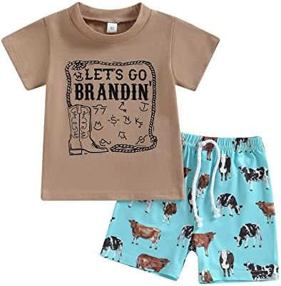 Verão bebê menino menina roupas mamas little homem roupa de vaca t-shirt top short set cowboy roupa para criança menino