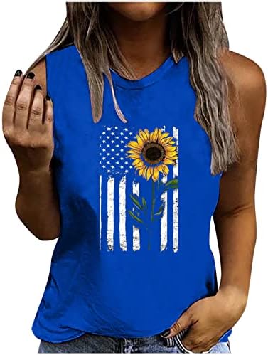 Camisas de girassol da bandeira americana para mulheres 4 de julho tampas patrióticas camisetas camisetas de verão Tops de