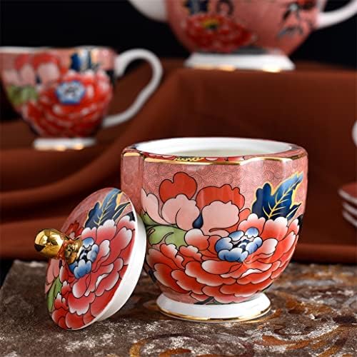 Yaywp 15pcs estilo europeu Bone China Coffee Conjunto de chá de porcelana dourada Conjunto de chá da tarde para o leite de leite tuas