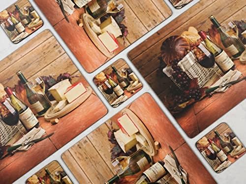 Coastas -russas de coleção de vinhos artesanais de Pimpernel | Conjunto de 6 | Placa com suporte de cortiça | Resistente ao calor e mancha | Coaster de bebidas para proteção de mesa | Mede 4 ”x 4”