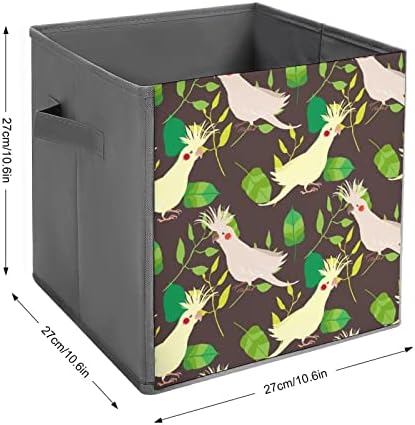 Cockatoo Birds and Leafs Bins de armazenamento colapsível Cubos Organizador Caixas de armazenamento de tecido da moda insere gavetas