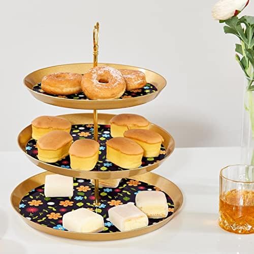 Exibir para pastelaria com 3 bandeja de porção redonda em camadas, colorido cupcakes floral cupcakes Tower Tree Tree, sobremesa