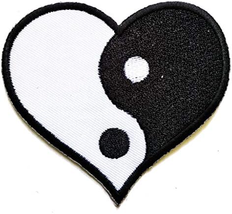 PP Patch Heart Black Branco Yin Yang Taoísmo Chinês Patch de Símbolo para Cartoon Kids Patch Ideal para adornar suas roupas