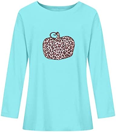 Saxigol Slave Longa School Casual Escola T-shirt Mulheres Fall Sup Soft Soft Soft Crewneck Crewneck Fino Leopard Tee