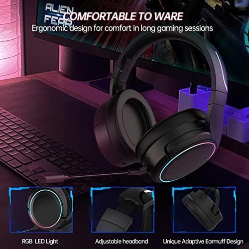 ZOPSC 2.4G Headsets para jogos sem fio 7.1 canal de baixa latência Headset para jogos montados