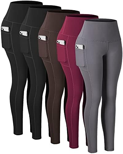 Leggings de Chrisure com bolsos para mulheres, calças de ioga de controle de barriga de cintura alta