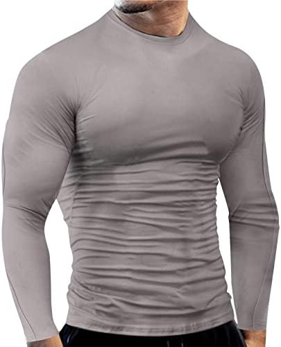Dsodan Men Workout Compressão T-shirts de manga longa Músculo Slim Fit Secy Secying Bottoming Tops elásticos Athletic Gym