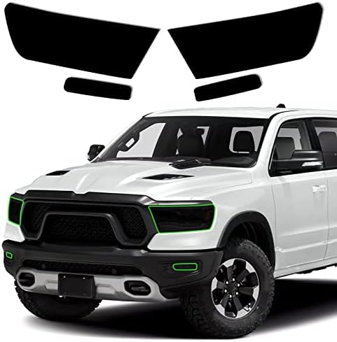 Filme do kit de tonalidade prévia ajuste para Dodge Ram 2019-2022 Faróis de nevoeiro frontal Vinil da luz com fumaça escura de