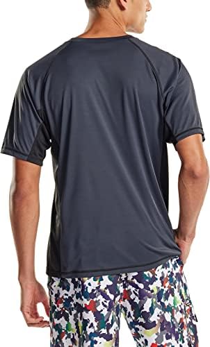 Camisetas de natação de Rashguard masculino de TSLA, UPF 50+ Camisa de manga curta de ajuste solto, UV Cool Dry Fit Athletic Water