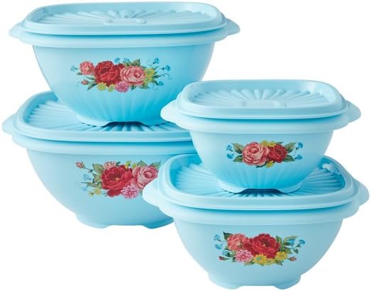 Mulher pioneira 8 peças de tigela de armazenamento de comida - Sweet Rose Blue