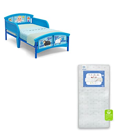 Delta Crianças Cama de Criança de Plástico, Cocomelon + Delta Crianças Twinkle Galáxia Berço Dual Facil e Peneira Colchão