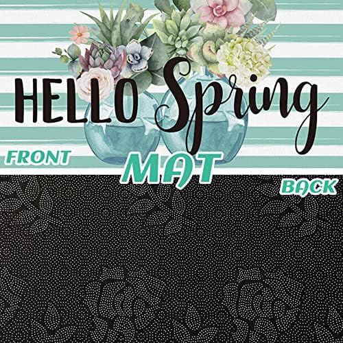 Hello Spring Sweet Home Tapetes de cozinha de cozinha de 2 flores de primavera não deslizam o tapete de tapete de aquarela listras de tapete decorativo de borracha lavável para dentro da porta da porta para a cozinha decoração da fazenda da fazenda