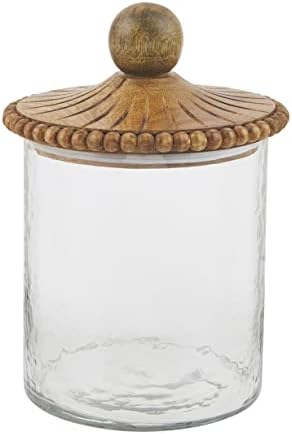 Vidro de torta de lama e lata de vidro de miçanga marrom, conjunto de 3 peças