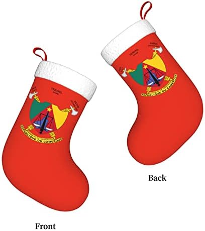 Cutedwarf Nacional Emblema dos Camarões de Natal Decoração de Xmas Classic Classic 18 polegadas Lareira Hanging Sock