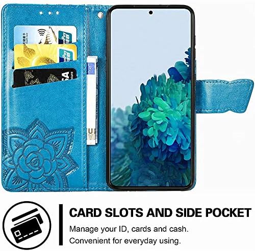 Caso da carteira de Meupzzk para Samsung Galaxy S21 Ultra, Butterfly Flower Premium PU LAUTH [Folio flip] [Kickstand] [Slots