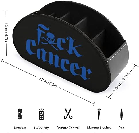 Fuck Cancer Skull Remote Control Solder com 5 Compartamentos PU Couro Multifuncional Caixa de Arganizador de Desktop