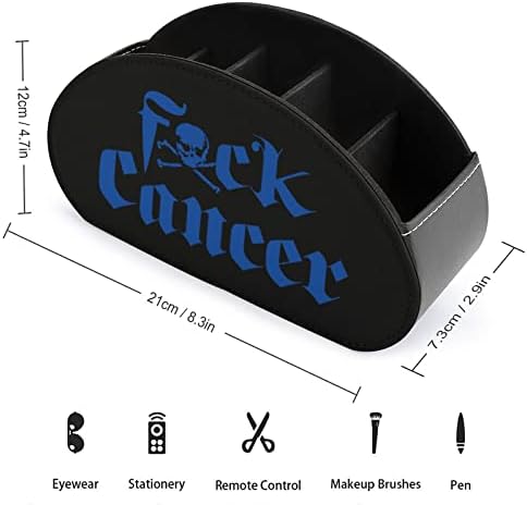 Fuck Cancer Skull Remote Control Solder com 5 Compartamentos PU Couro Multifuncional Caixa de Arganizador de Desktop Caddy para TV DVD Blu-ray