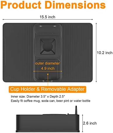 Gokilife Couch Cup Solder, Sofá Bandest Bandeja de silicone Anti-derramamento e anti-deslizamento Reclinner bandeja de bandeja de bandeja de braço de braço de copo, cinza