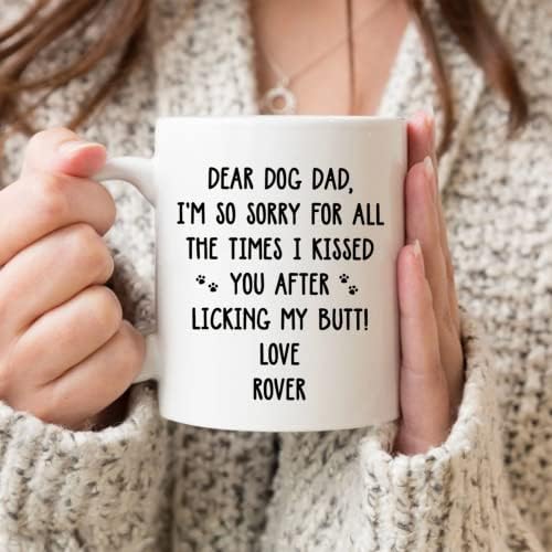 Presente engraçado para cachorro pai personalizado nome personalizado cão pai caneca Nós fazemos contato visual enquanto eu cocô