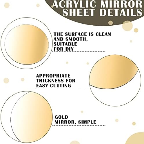 Placa de espelho de espelho acrílico redondo redondo de 8 polegadas de ouro espelhos auto -adesivos para a mesa de casamento