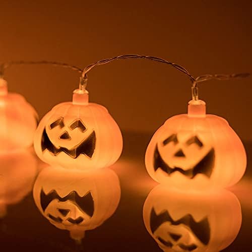 WSJQB Decorações de Halloween Luzes de abóbora, 9,8 pés 30 Bateria LED Operou Luzes de Halloween Orange, luzes de abóbora da lanterna