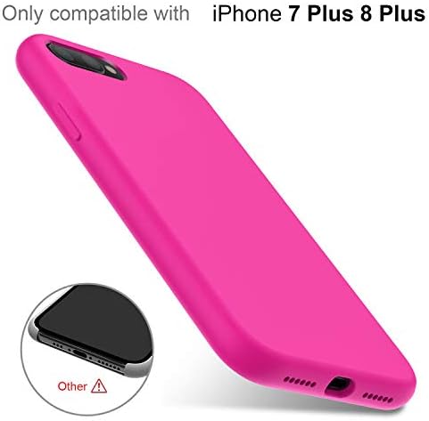 Deenakin iPhone 8 Plus Case, iPhone 7 Plus com protetor de tela, capa de para -choque de borracha em gel de silicone macio, capa de telefone protetora à prova de choques de slim para iPhone 7 Plus/iPhone 8 Plus Pink quente