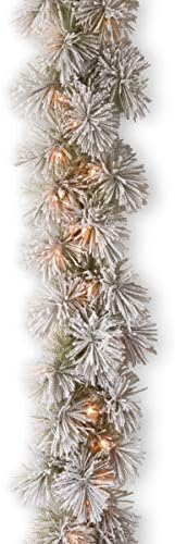 Garland de Natal artificial pré-iluminada da Tree Company, verde, pinheiro de cerdas brilhantes, luzes brancas, decoradas com