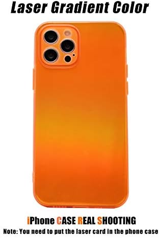 Caixa telefônica de Grecazo Clear Neon para iPhone 13 Pro Max 6.7 , Laser & Transparent 2 Tipos de Efeito, Caso de Proteção Antislip Antislip TPU de borda Antishock, Melhoria Proteção à Câmera, Proteção à Câmera-laranja