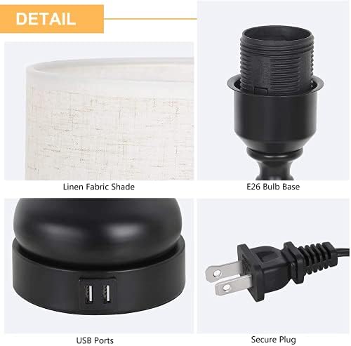 Lâmpadas de toque haitral para o quarto com portas USB duplas- Lâmpadas de cabeceira com porta USB, lâmpadas de mesa de