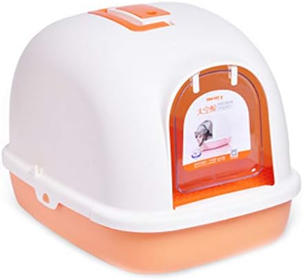 Banheiro de gato de gato fechado Lovepet Caixa de areia grande à prova de respingo, desodorante, gato de gato gato, laranja