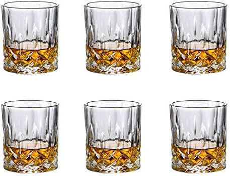 Glass de uísque de cristal hovico, óculos de uísque à moda antiga, 11 onças de uísque de bar exclusivo para escocês, bourbon, licor e bebidas de coquetel - conjunto de 6