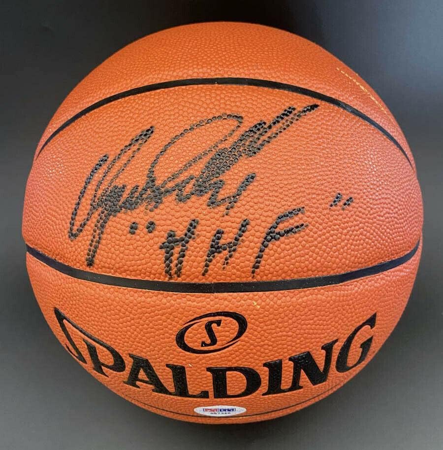 Dominique Wilkins assinou o basquete NCAA + HHF HOF Hawks PSA/DNA autografado - Basquete autografado