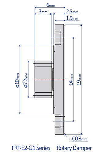 Bansbach Easylift FRT-E2-400 G1 Dampers rotativos/padrão, 19 mm x 6 mm x 6 mm