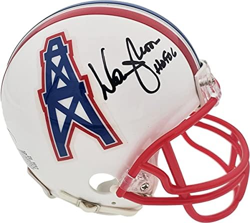 Warren Moon autografou o mini capacete de Houston Oilers Hof 06 em Black McS Holo Stock 185807 - Mini capacetes autografados