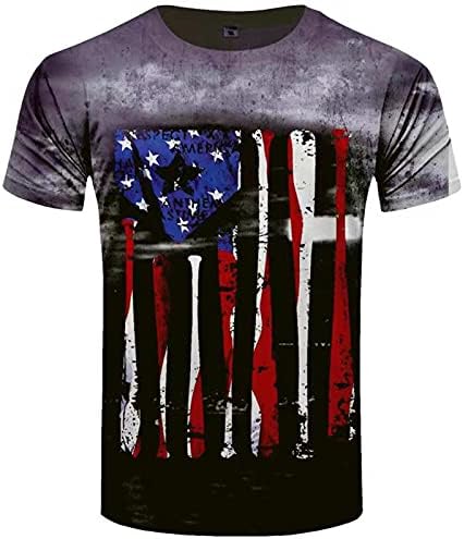 WENKOMG1 Americano de manga curta Americana Top Stars and Stripes T-shirt 4 de julho camiseta camise